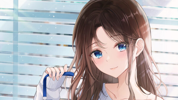 Wallpaper Hair, Eyes, Black, Girl, Anime, Glance, Blue