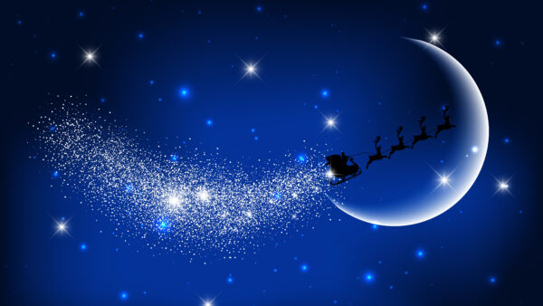 Wallpaper Sky, Santa, Background, Blue, Stars, Moon, Christmas, Claus