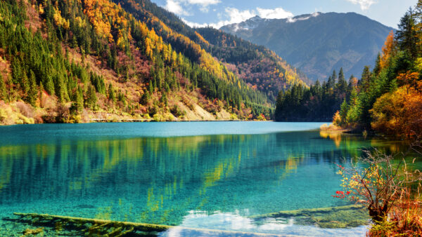 Wallpaper Green, Beautiful, Desktop, Yellow, Blue, Trees, Nature, Autumn, Mountain, Slope, Mobile, Reflection, Turquoise, Color, Water