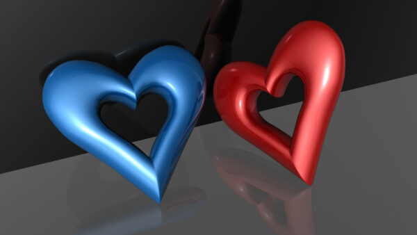 Wallpaper Hearts, Heart, Blue, Red, Desktop