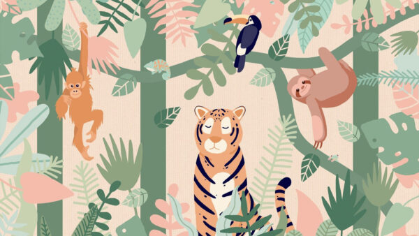 Wallpaper Kids, Forest, Trees, Animals