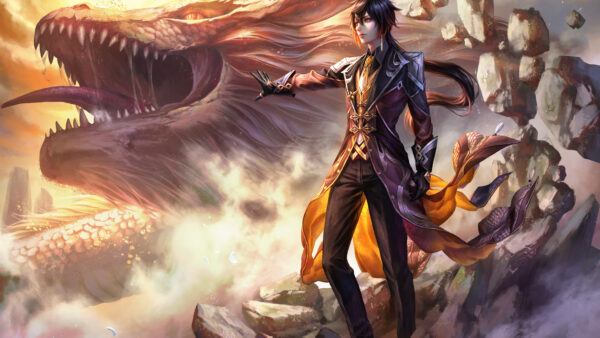 Wallpaper Zhongli, Genshin, Impact, Dragon, Background