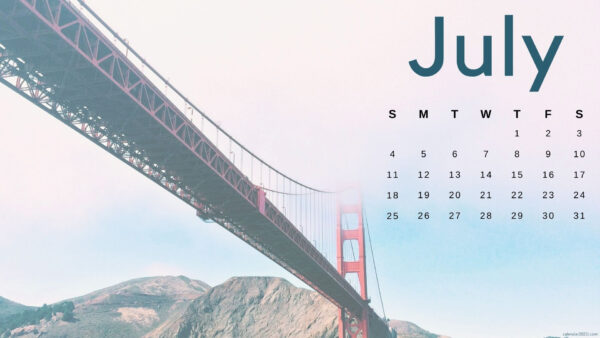 Wallpaper Bridge, July, Background, Calendar, 2021, Mountain