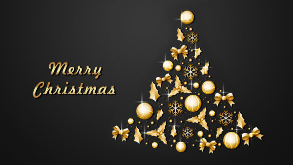 Wallpaper Golden, Decoration, Christmas, Snowflakes, Stars, Ornaments