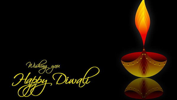 Wallpaper Lamp, With, Happy, Fire, Background, Diwali, Black