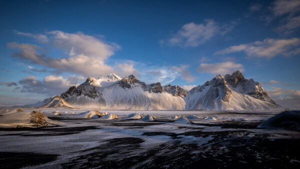 Wallpaper Mountains, Hofn, Desktop, Clouds, Iceland, Landscape, Snow, Vestrahorn, Nature, Covered, Mobile