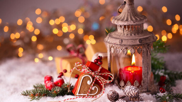 Wallpaper Shallow, Decoration, Christmas, Wallpaper, Candle, Background, With, Desktop, Yellow, Lights