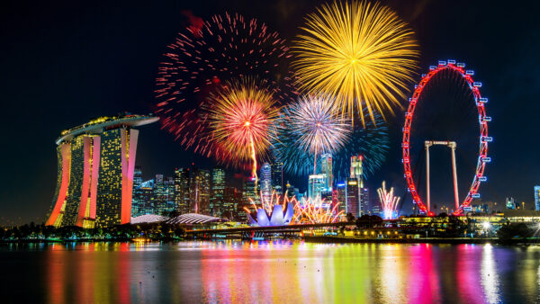Wallpaper Reflection, Mobile, Background, Photography, Water, Marina, Night, Fireworks, Colorful, Desktop, Bay, Sands