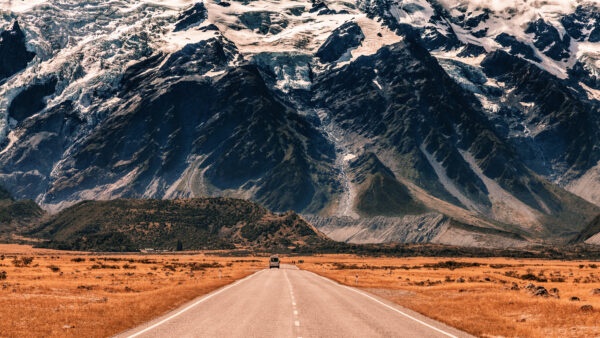 Wallpaper Dry, And, Desktop, Road, View, Snow, During, Mountains, Landscape, Grass, Mobile, Daytime, Covered, Greenery, Nature, Field, Between