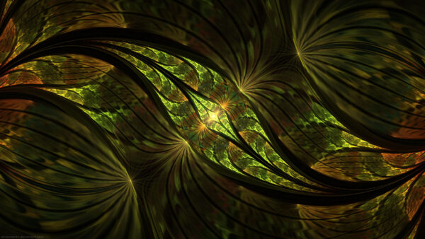 Wallpaper Waves, Desktop, Fractal, Abstract, Brown, Green