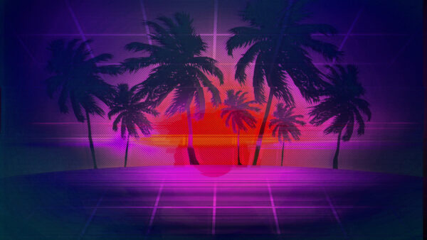 Wallpaper Palm, Vaporwave, Trees, Desktop