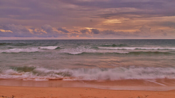 Wallpaper Beach, Sand, Sky, Beautiful, Waves, Desktop, Mobile, Clouds, Ocean, Black, White, Under