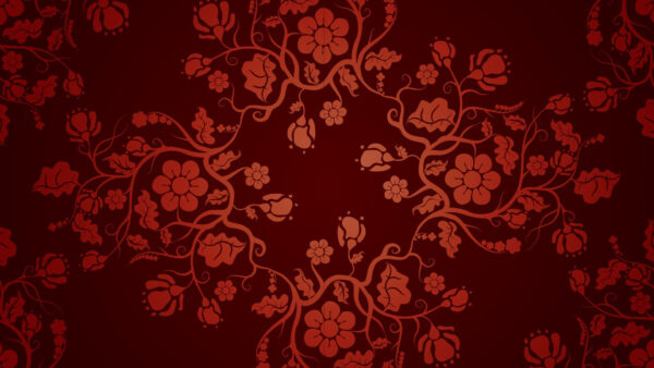 Wallpaper Pattern, Red, Floral, Art, Fantasy