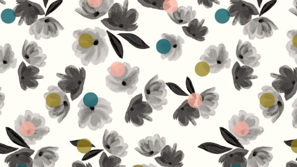 Wallpaper White, Black, Flowers, Rose, Gold