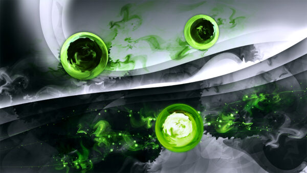 Wallpaper Abstraction, Green, Round, Abstract, Smokes, White, Black