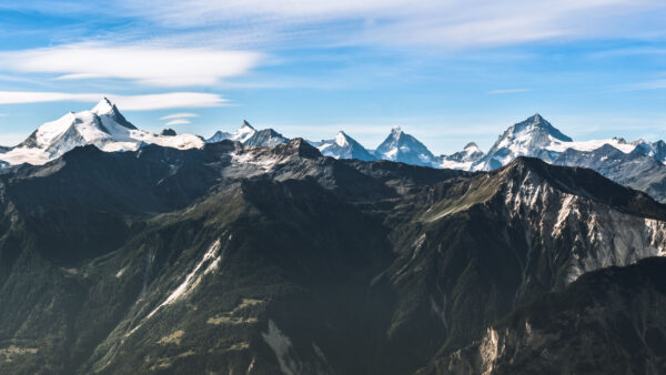 Wallpaper Background, Blue, With, Nature, Rock, Sky, Mountain, Slope, Desktop, Mobile, Greenery, Snow