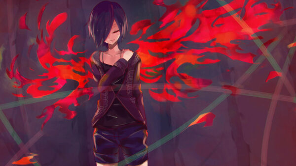 Wallpaper Red, Touka, Kirishima, Smoke, Background