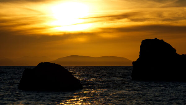 Wallpaper Ocean, Nature, Water, Landscape, Mountain, Twilight, Rocks, Ripple, View