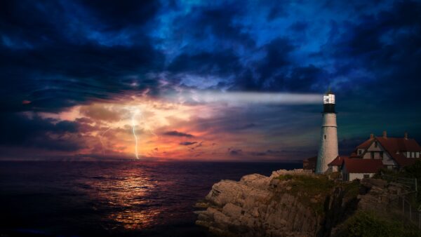 Wallpaper Sunset, Lighthouse