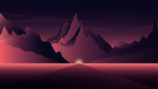 Wallpaper Mountains, Sunset, Minimal