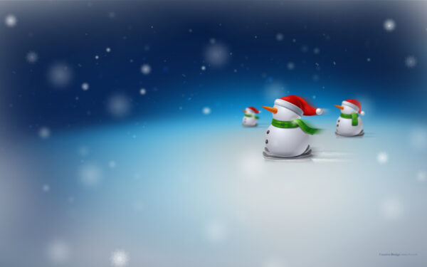 Wallpaper Christmas, Santa, Snowman, Hats