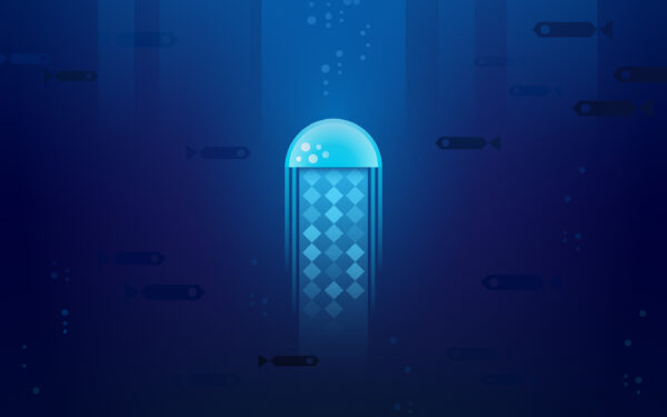 Wallpaper Minimal, Neon, Blue, Jellyfish, Artwork