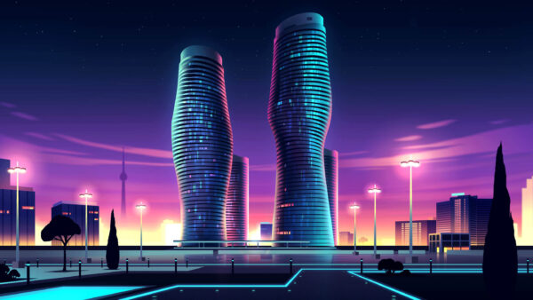 Wallpaper Towers, Absolute, Neon, World, Skyscrapers