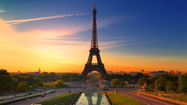 Wallpaper With, Sky, Mobile, Paris, Straight, Sunrise, Background, Travel, During, Blue, Tower, Eiffel, Desktop, View