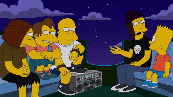 Wallpaper Background, Movies, Bart, Talking, Simpson, Desktop, With, Friends, Blue, Starry, Sky