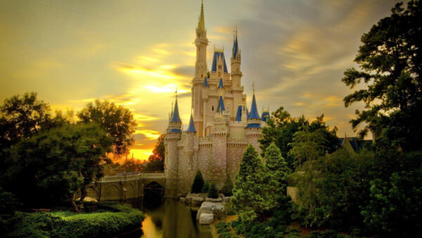 Wallpaper Desktop, Near, River, Beautiful, Castle, Trees, And, World, Disney