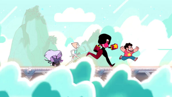 Wallpaper Sky, With, Green, Garnet, Steven, Desktop, Amethyst, Universe, Clouds, Background, Running, Movies, Are, Pearl, Mountain