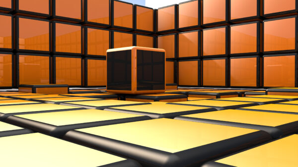 Wallpaper Yellow, Art, Cube, Abstract, Digital, Black