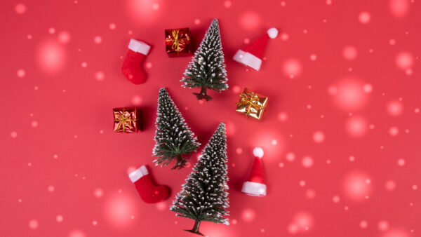 Wallpaper Christmas, Cap, Santa, Desktop, Trees, Boxes, Gift, Socks, Claus, Mobile, Red, Background
