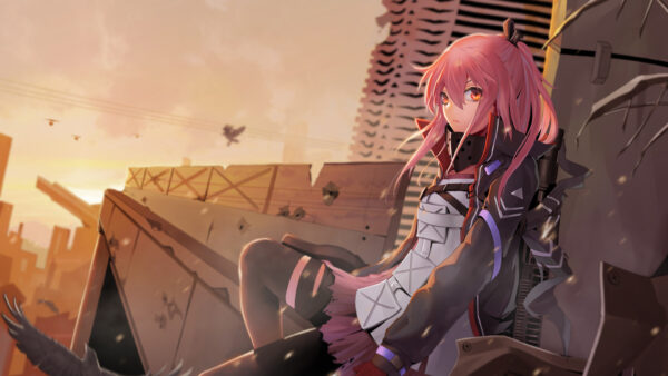 Wallpaper Games, Sitting, And, With, Clouds, Desktop, AR15, Background, Red, Eyes, Frontline, Girls, Building