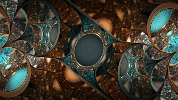 Wallpaper Fractal, Pattern, Art, Glare, Abstract, Brown, Blue, Abstraction