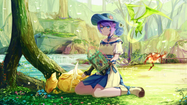 Wallpaper Fantasy, XIV, Hair, Desktop, With, Games, Final, Hat, Girl, Violet, And, Blue