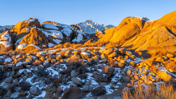 Wallpaper With, Mountains, Nature, Rocks, Background, Blue, Snow, Sunray, Stones, Sky, Grass