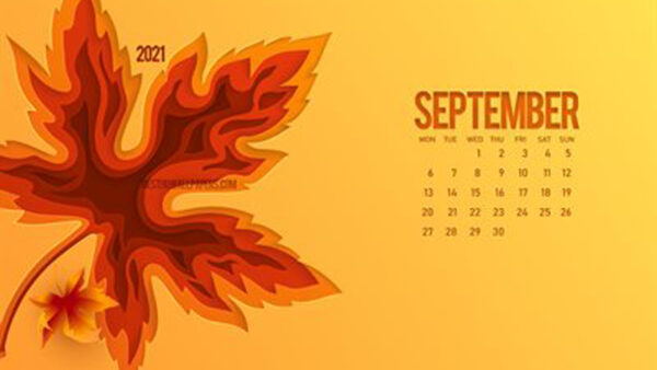 Wallpaper Red, Calendar, Autumn, September, Leaves, Yellow