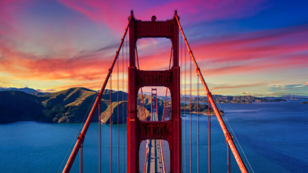 Wallpaper Gate, Sunset, Golden, Bridge