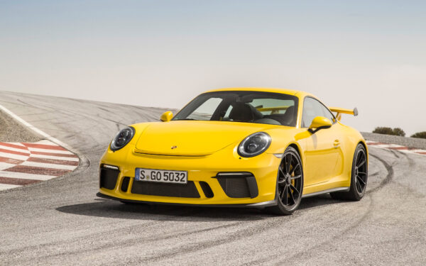 Wallpaper Porsche, Yellow, 2018, Racing, 911, GT3