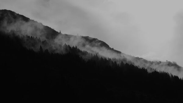 Wallpaper Black, Aesthetic, During, Mountains, Fog, Nighttime, Desktop