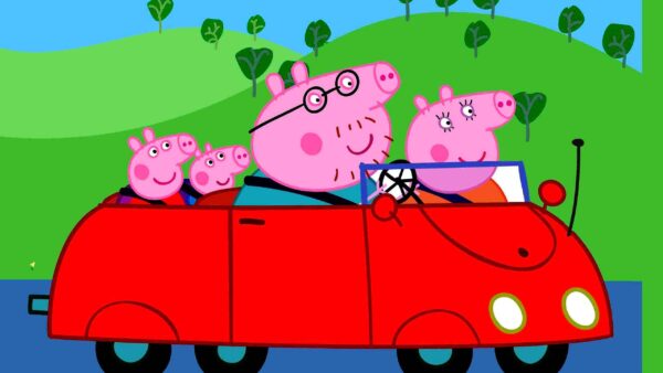 Wallpaper Anime, George, Daddy, Car, Pig, Red, Peppa, Mummy