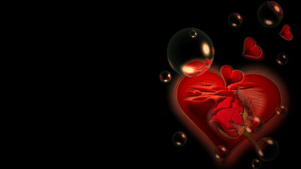 Wallpaper Black, Desktop, Background, Heart, Red