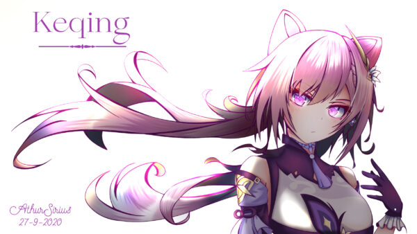 Wallpaper Purple, Eyes, Keqing, Genshin, Desktop, Impact