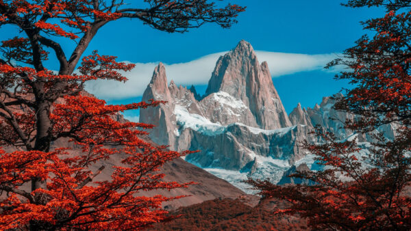 Wallpaper Blue, Sky, Covered, View, Nature, Mountain, Under, White, Landscape