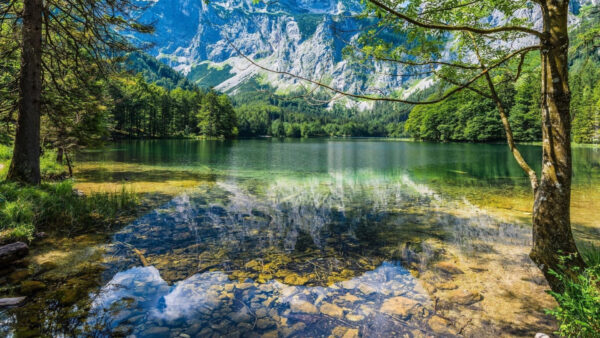 Wallpaper Clear, And, Reflection, Water, Nature, Body, Mountains, Trees, With