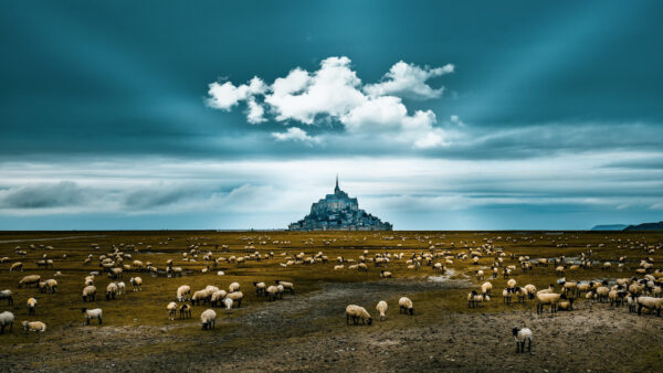 Wallpaper Cloudy, Desktop, Under, Mont, France, Saint-Michel, Sky, Travel, Landscape