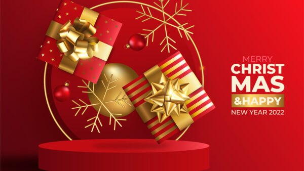 Wallpaper Ornaments, Merry, Boxes, Golden, Desktop, Balls, Snowflakes, Gift, Christmas, Mobile, Red