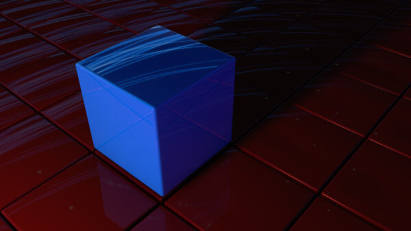 Wallpaper CGI, Cube, Red, Abstract, Blue, Digital, Art