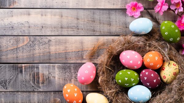 Wallpaper Mobile, Colorful, Flowers, Pink, Happy, Eggs, Basket, Design, Easter, Art, Paint, Desktop